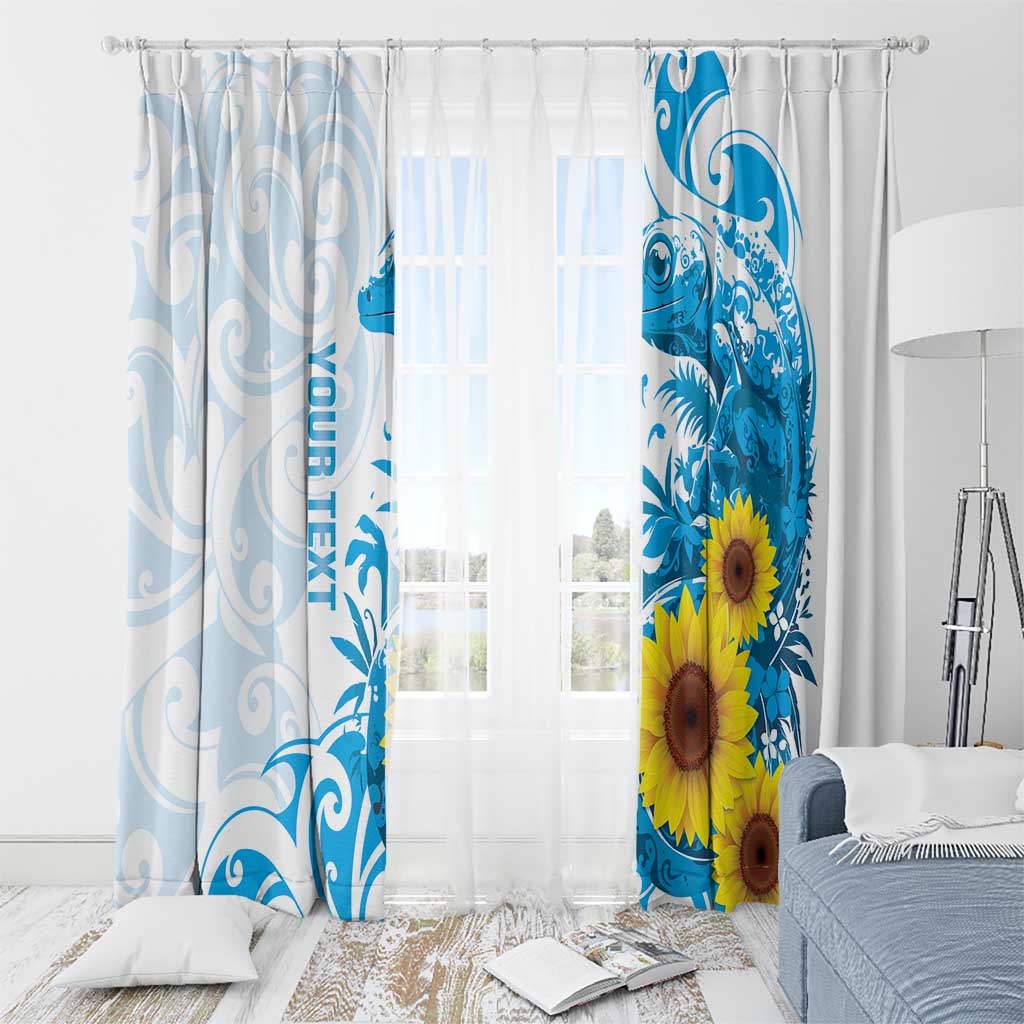 New Zealand Autism Awareness Month Window Curtain Takiwatanga Maori Lizard With Sunflower LT14 - Polynesian Pride