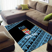 Fiji Rugby 2025 Custom Area Rug Fijian Tapa Toso Viti Toso - Black