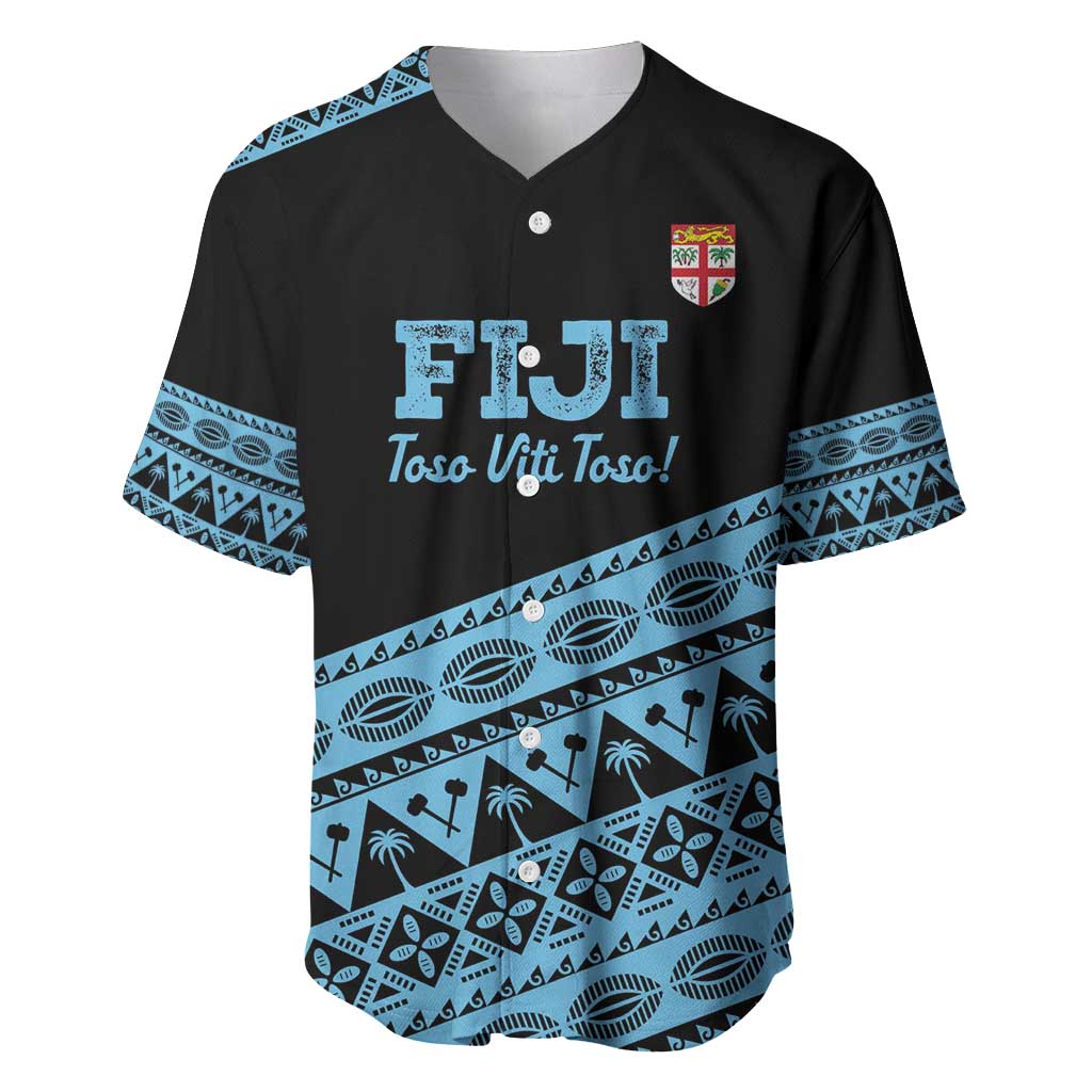 Fiji Rugby 2025 Custom Baseball Jersey Fijian Tapa Toso Viti Toso - Black