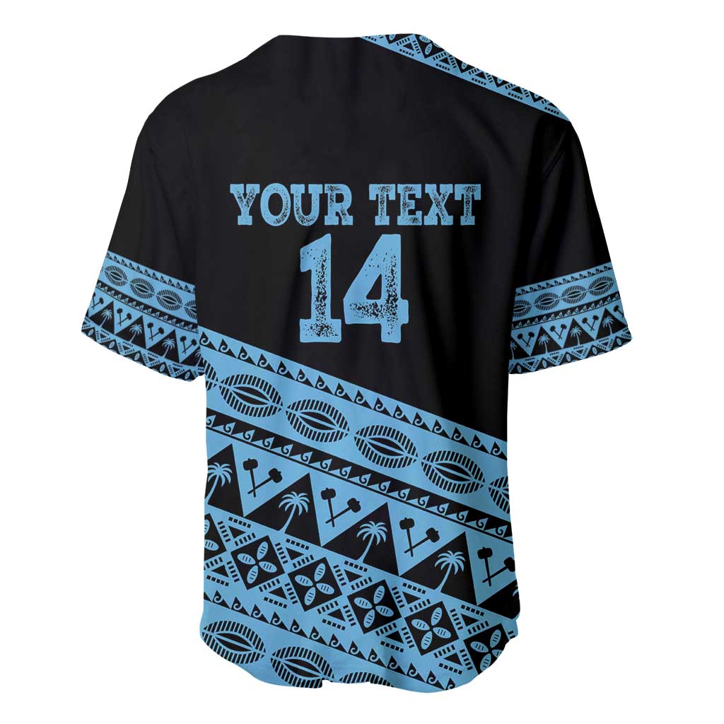 Fiji Rugby 2025 Custom Baseball Jersey Fijian Tapa Toso Viti Toso - Black