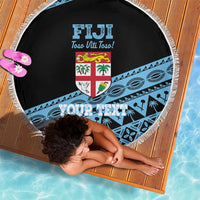 Fiji Rugby 2025 Custom Beach Blanket Fijian Tapa Toso Viti Toso - Black LT14 - Polynesian Pride