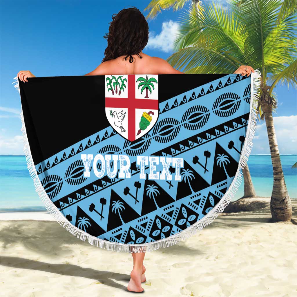 Fiji Rugby 2025 Custom Beach Blanket Fijian Tapa Toso Viti Toso - Black LT14 - Polynesian Pride