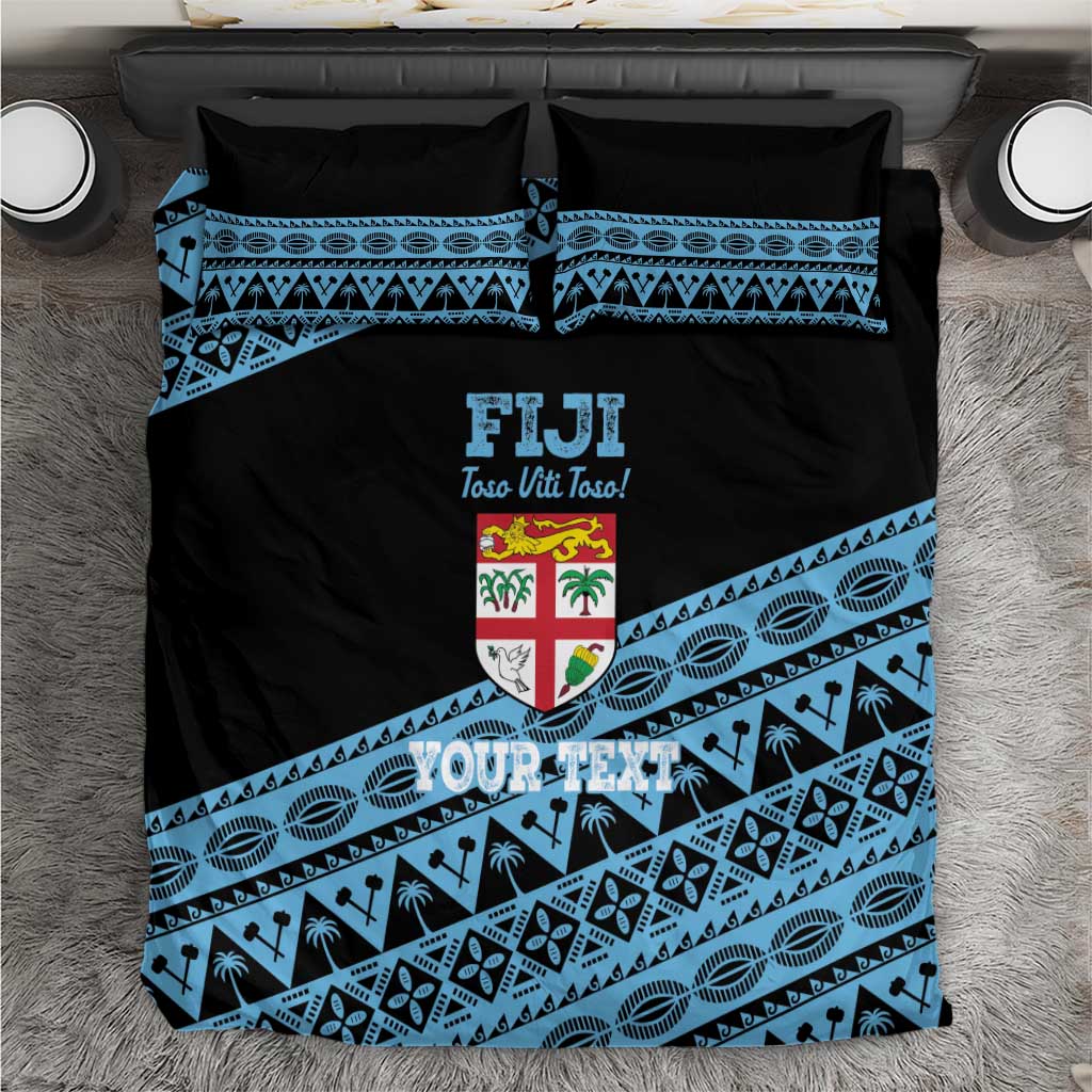 Fiji Rugby 2025 Custom Bedding Set Fijian Tapa Toso Viti Toso - Black LT14 Black - Polynesian Pride