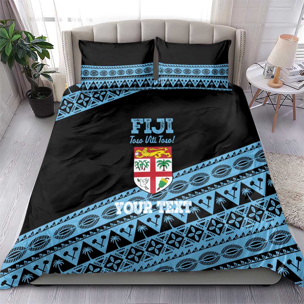 Fiji Rugby 2025 Custom Bedding Set Fijian Tapa Toso Viti Toso - Black LT14 - Polynesian Pride