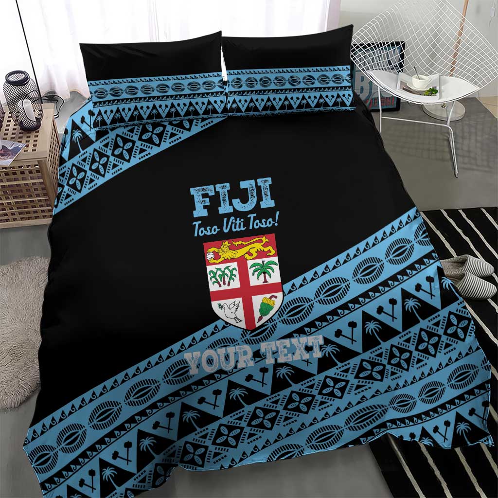 Fiji Rugby 2025 Custom Bedding Set Fijian Tapa Toso Viti Toso - Black LT14 - Polynesian Pride