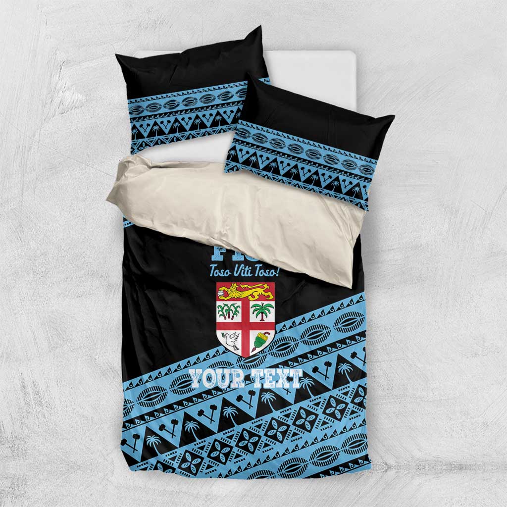 Fiji Rugby 2025 Custom Bedding Set Fijian Tapa Toso Viti Toso - Black LT14 US Twin 172cm x 218cm Black - Polynesian Pride
