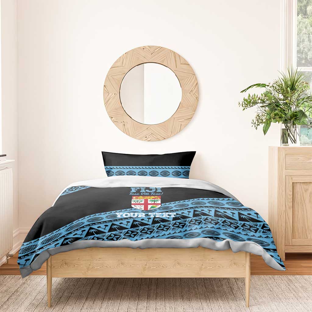Fiji Rugby 2025 Custom Bedding Set Fijian Tapa Toso Viti Toso - Black LT14 - Polynesian Pride