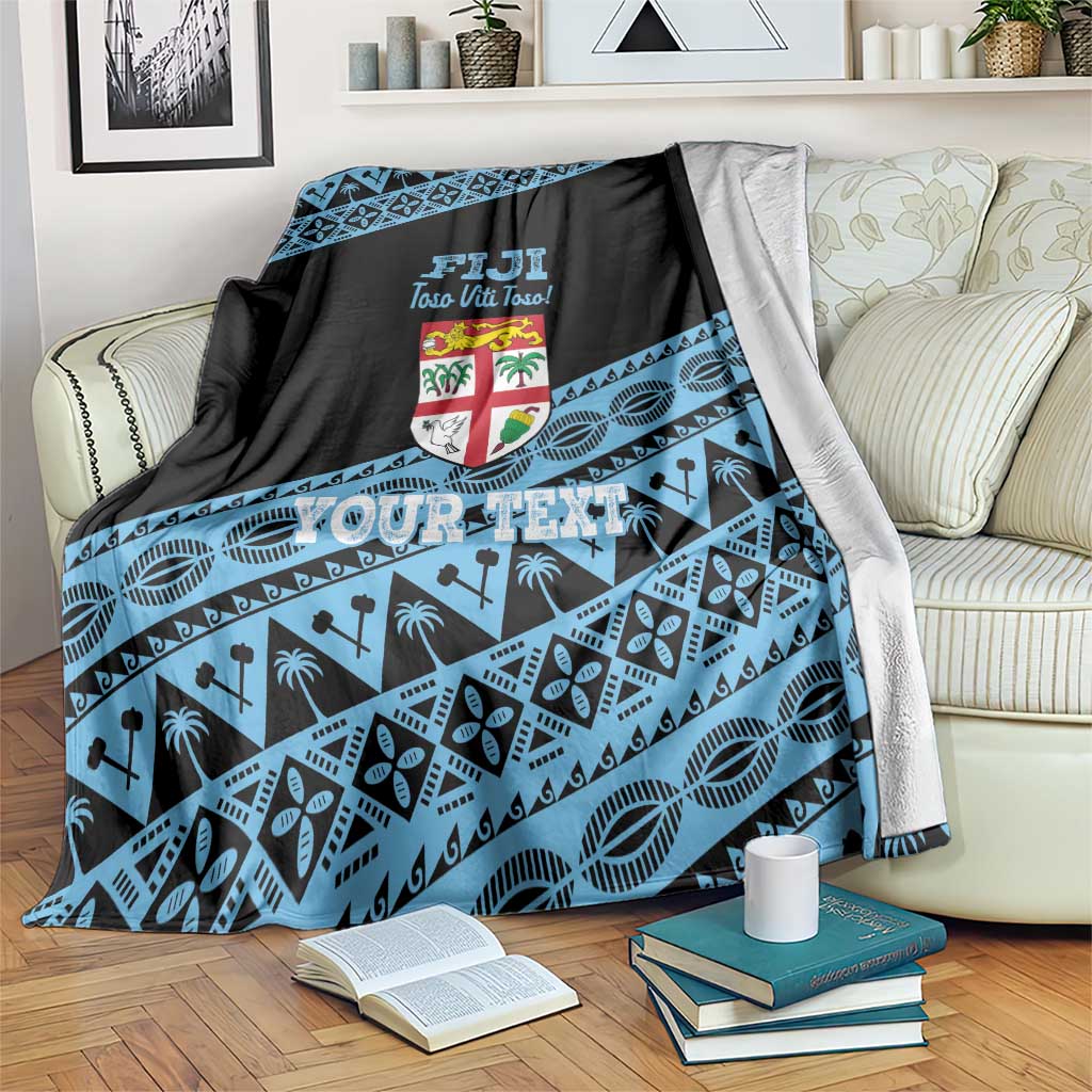 Fiji Rugby 2025 Custom Blanket Fijian Tapa Toso Viti Toso - Black LT14 Black - Polynesian Pride
