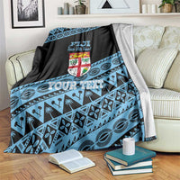 Fiji Rugby 2025 Custom Blanket Fijian Tapa Toso Viti Toso - Black LT14 Black - Polynesian Pride