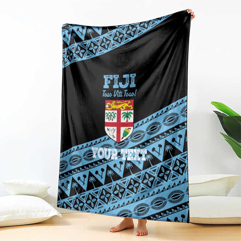 Fiji Rugby 2025 Custom Blanket Fijian Tapa Toso Viti Toso - Black LT14 - Polynesian Pride