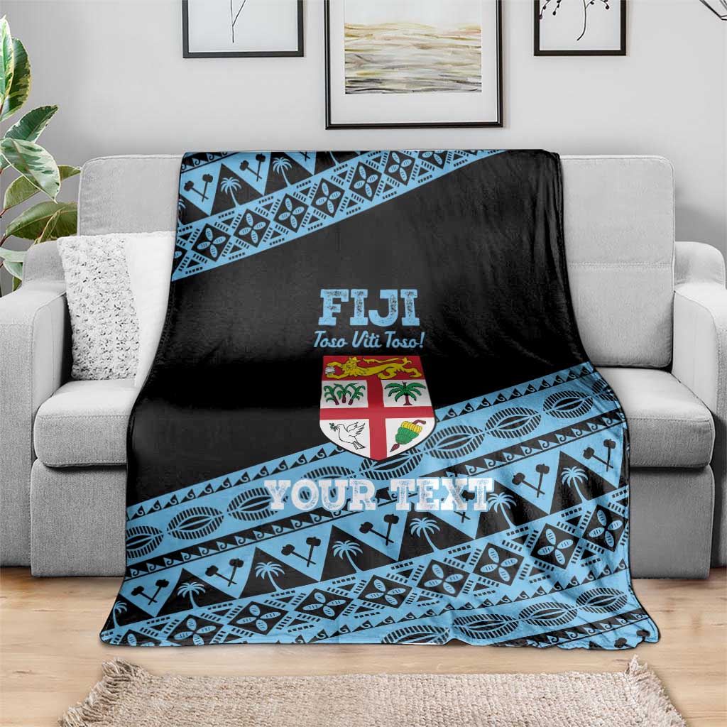 Fiji Rugby 2025 Custom Blanket Fijian Tapa Toso Viti Toso - Black LT14 - Polynesian Pride