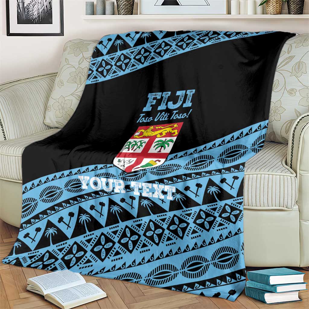 Fiji Rugby 2025 Custom Blanket Fijian Tapa Toso Viti Toso - Black LT14 - Polynesian Pride