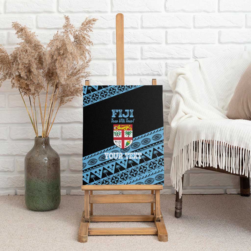 Fiji Rugby 2025 Custom Canvas Wall Art Fijian Tapa Toso Viti Toso - Black