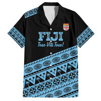 Fiji Rugby 2025 Custom Family Matching Long Sleeve Bodycon Dress and Hawaiian Shirt Fijian Tapa Toso Viti Toso - Black