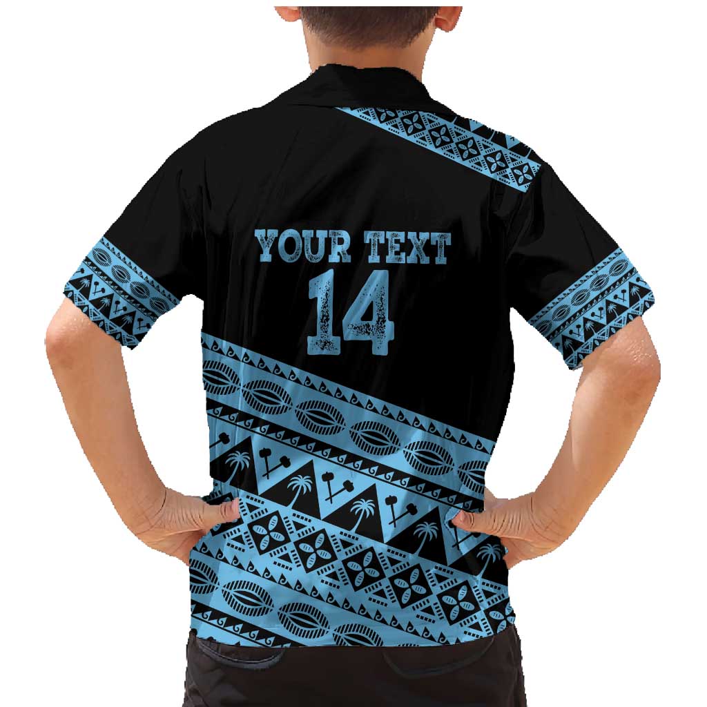 Fiji Rugby 2025 Custom Family Matching Mermaid Dress and Hawaiian Shirt Fijian Tapa Toso Viti Toso - Black LT14 - Polynesian Pride