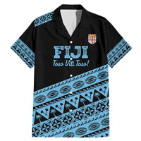 Fiji Rugby 2025 Custom Family Matching Mermaid Dress and Hawaiian Shirt Fijian Tapa Toso Viti Toso - Black LT14 Dad's Shirt - Short Sleeve Black - Polynesian Pride