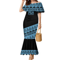 Fiji Rugby 2025 Custom Family Matching Mermaid Dress and Hawaiian Shirt Fijian Tapa Toso Viti Toso - Black LT14 Mom's Dress Black - Polynesian Pride