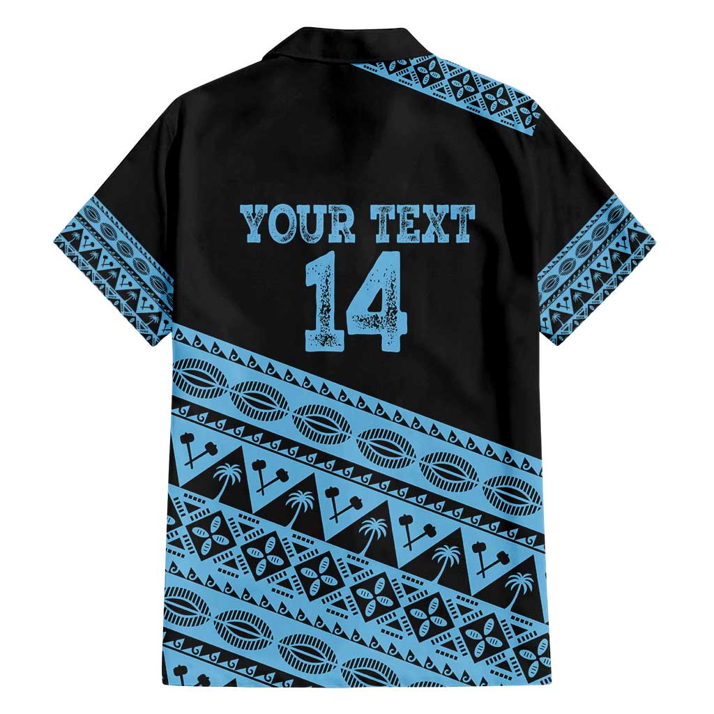 Fiji Rugby 2025 Custom Family Matching Off Shoulder Short Dress and Hawaiian Shirt Fijian Tapa Toso Viti Toso - Black LT14 - Polynesian Pride