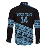 Fiji Rugby 2025 Custom Family Matching Off Shoulder Short Dress and Hawaiian Shirt Fijian Tapa Toso Viti Toso - Black LT14 - Polynesian Pride