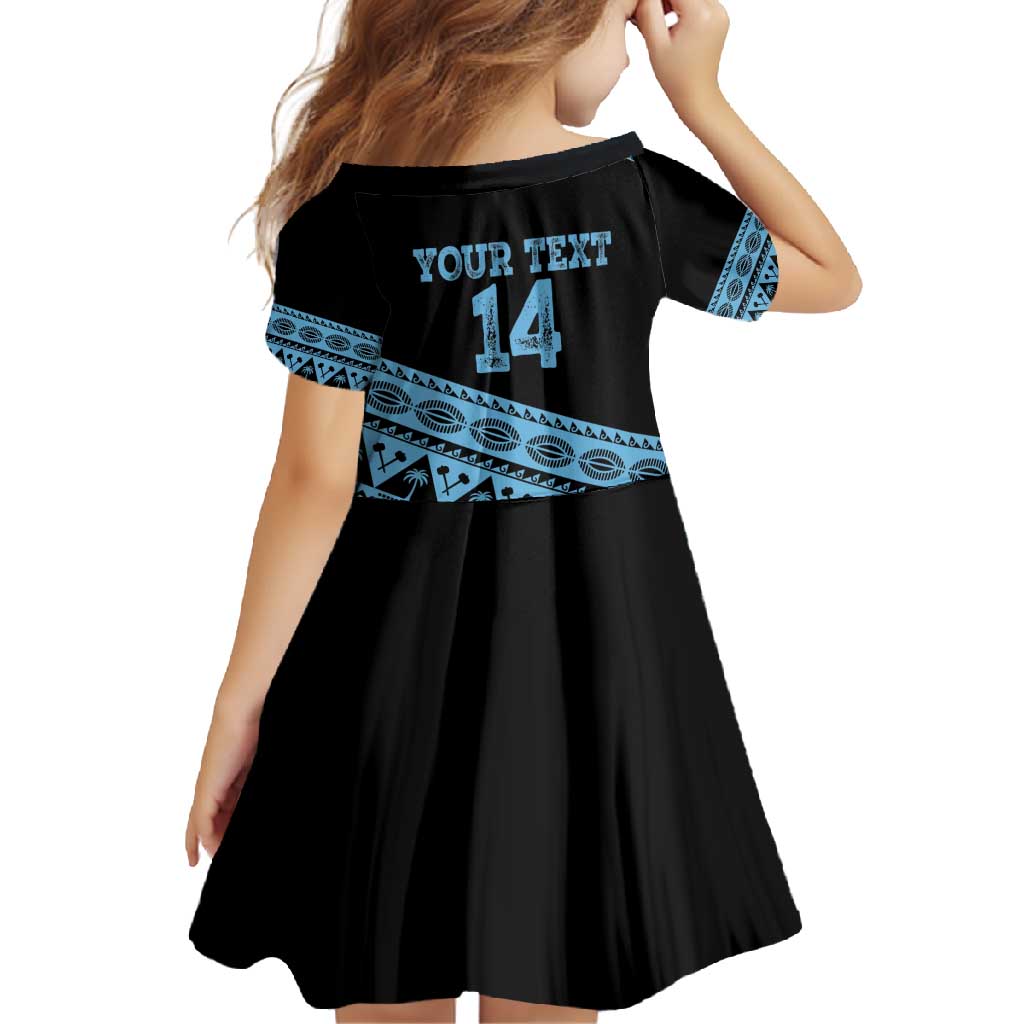 Fiji Rugby 2025 Custom Family Matching Summer Maxi Dress and Hawaiian Shirt Fijian Tapa Toso Viti Toso - Black LT14 - Polynesian Pride