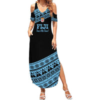 Fiji Rugby 2025 Custom Family Matching Summer Maxi Dress and Hawaiian Shirt Fijian Tapa Toso Viti Toso - Black LT14 Mom's Dress Black - Polynesian Pride