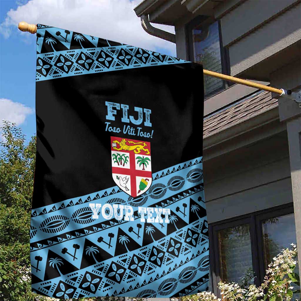 Fiji Rugby 2025 Custom Garden Flag Fijian Tapa Toso Viti Toso - Black LT14 - Polynesian Pride