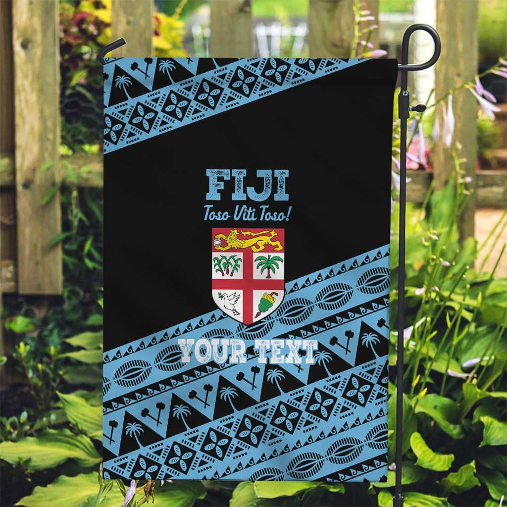 Fiji Rugby 2025 Custom Garden Flag Fijian Tapa Toso Viti Toso - Black LT14 Garden Flag Black - Polynesian Pride