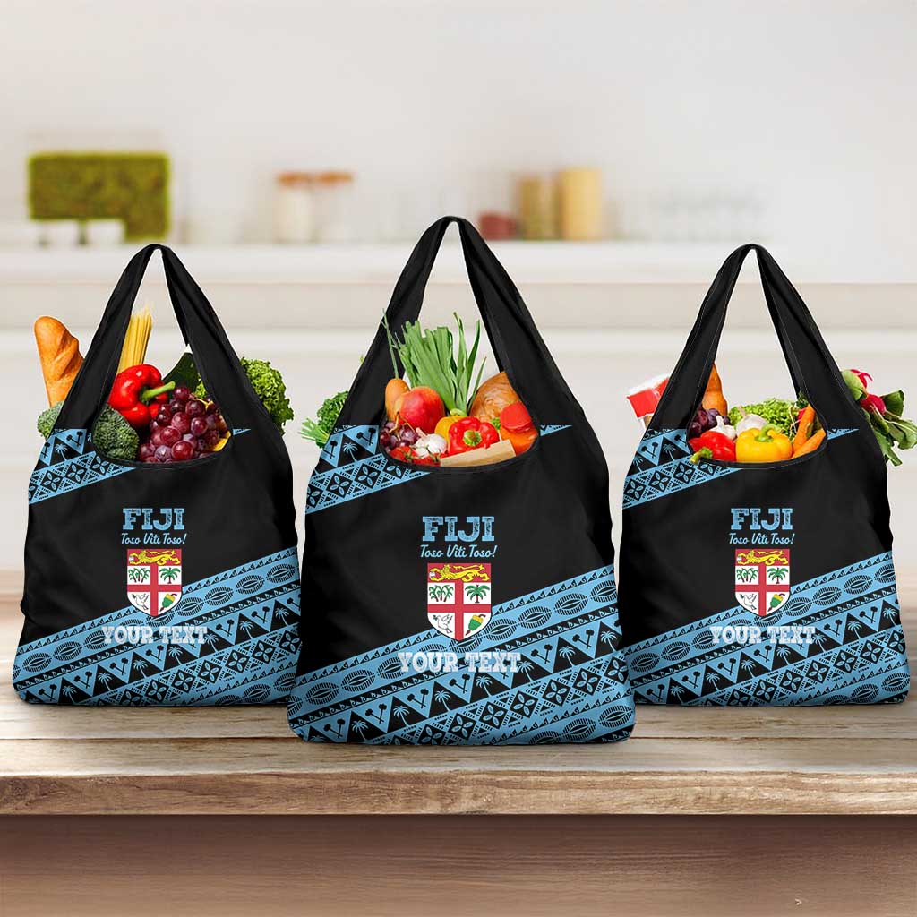 Fiji Rugby 2025 Custom Grocery Bag Fijian Tapa Toso Viti Toso - Black LT14 3-pack One Size Black - Polynesian Pride