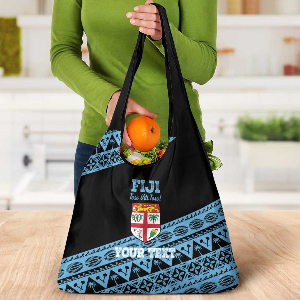 Fiji Rugby 2025 Custom Grocery Bag Fijian Tapa Toso Viti Toso - Black LT14 - Polynesian Pride