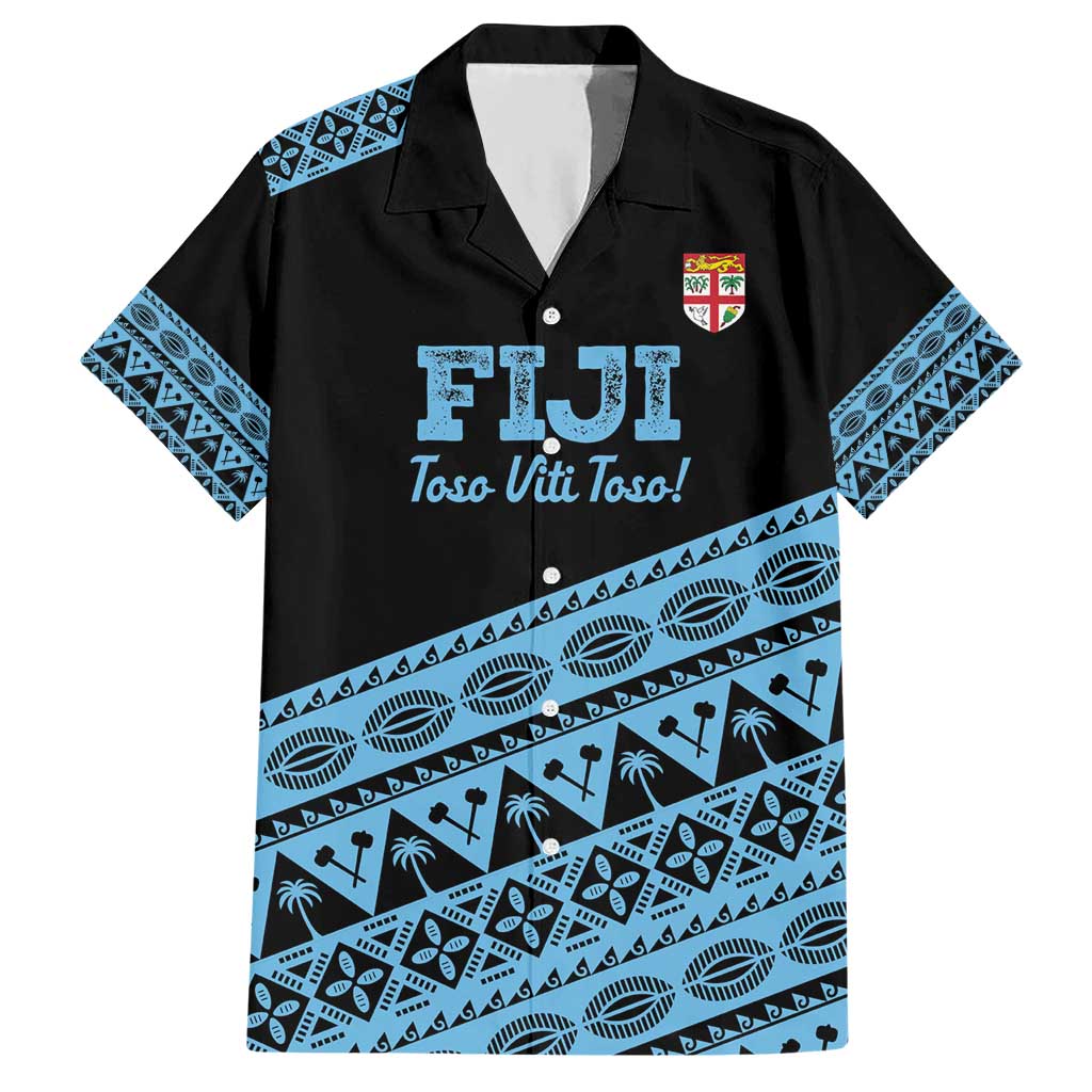 Fiji Rugby 2025 Custom Hawaiian Shirt Fijian Tapa Toso Viti Toso - Black LT14 Black - Polynesian Pride