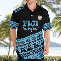 Fiji Rugby 2025 Custom Hawaiian Shirt Fijian Tapa Toso Viti Toso - Black LT14 - Polynesian Pride