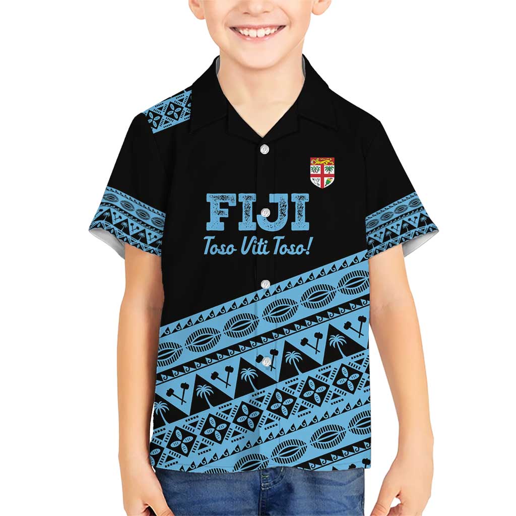 Fiji Rugby 2025 Custom Hawaiian Shirt Fijian Tapa Toso Viti Toso - Black LT14 - Polynesian Pride