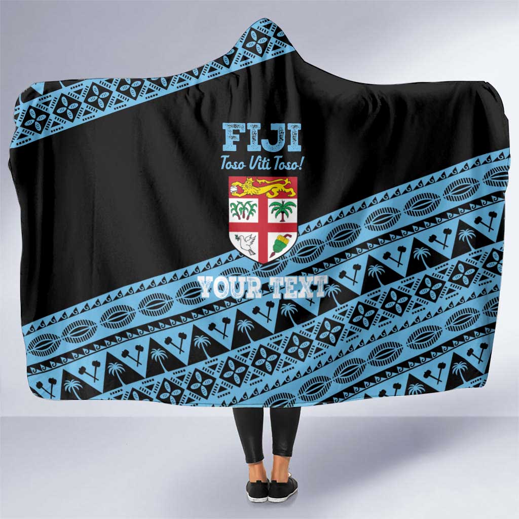 Fiji Rugby 2025 Custom Hooded Blanket Fijian Tapa Toso Viti Toso - Black LT14 One Size Black - Polynesian Pride