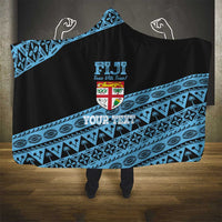 Fiji Rugby 2025 Custom Hooded Blanket Fijian Tapa Toso Viti Toso - Black LT14 - Polynesian Pride