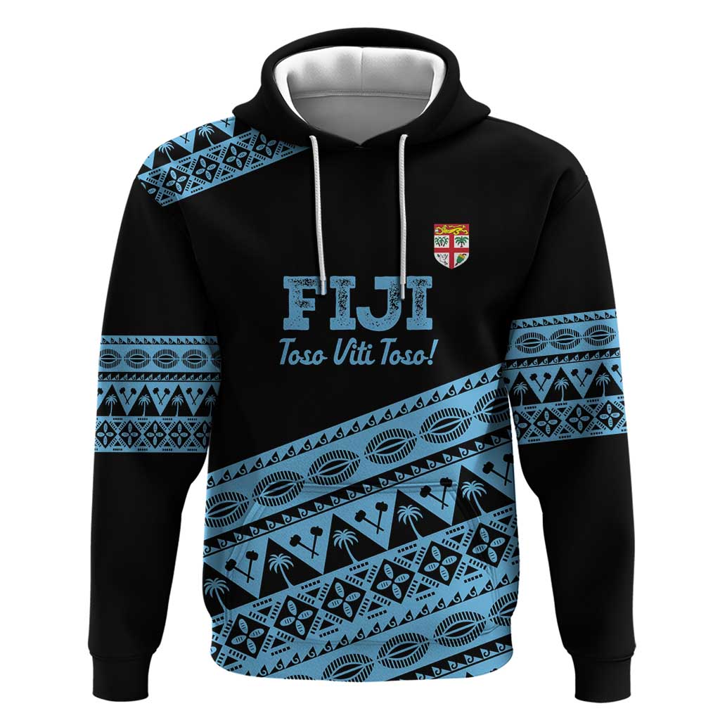 Fiji Rugby 2025 Custom Hoodie Fijian Tapa Toso Viti Toso - Black LT14 Pullover Hoodie Black - Polynesian Pride