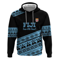 Fiji Rugby 2025 Custom Hoodie Fijian Tapa Toso Viti Toso - Black LT14 Pullover Hoodie Black - Polynesian Pride