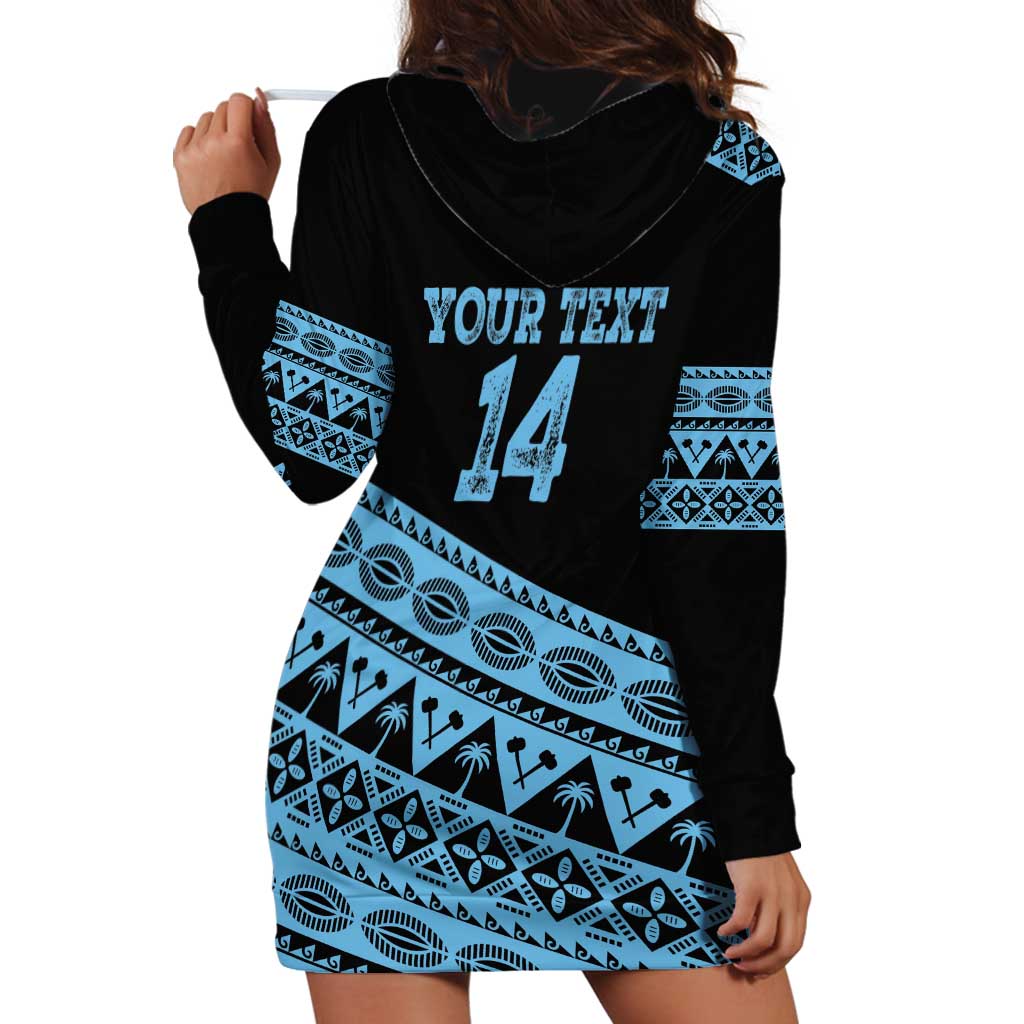 Fiji Rugby 2025 Custom Hoodie Dress Fijian Tapa Toso Viti Toso - Black LT14 - Polynesian Pride