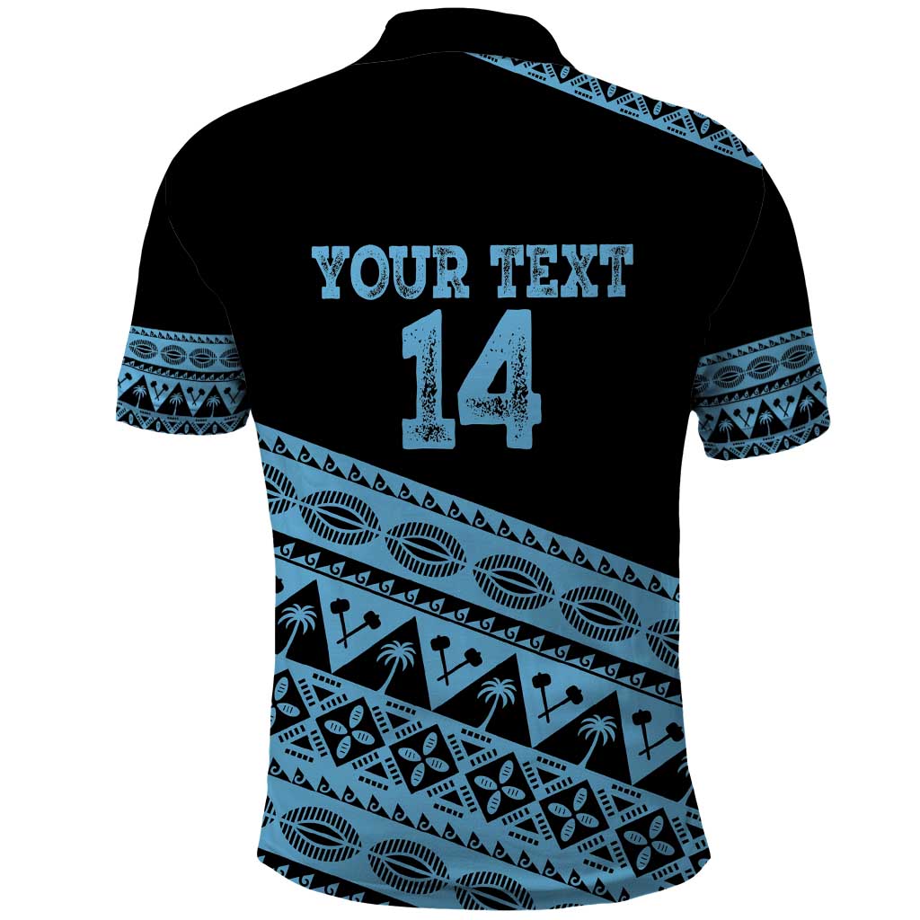 Fiji Rugby 2025 Custom Polo Shirt Fijian Tapa Toso Viti Toso - Black LT14 - Polynesian Pride