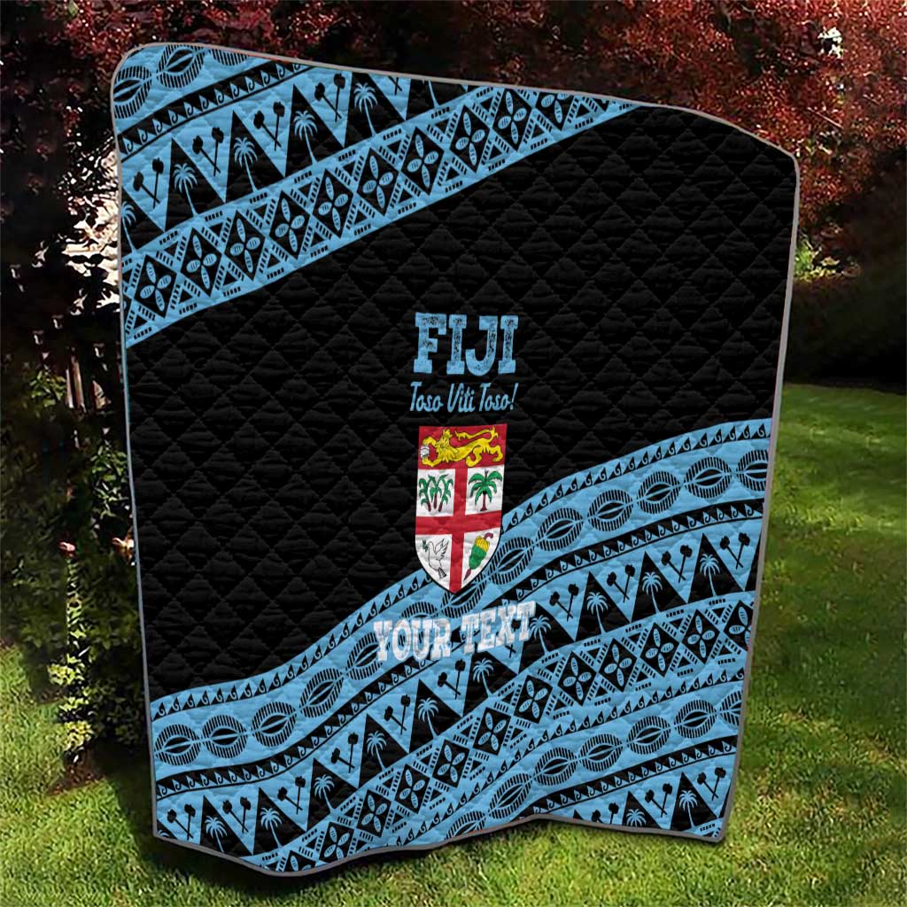 Fiji Rugby 2025 Custom Quilt Fijian Tapa Toso Viti Toso - Black