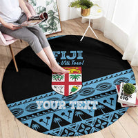 Fiji Rugby 2025 Custom Round Carpet Fijian Tapa Toso Viti Toso - Black LT14 - Polynesian Pride