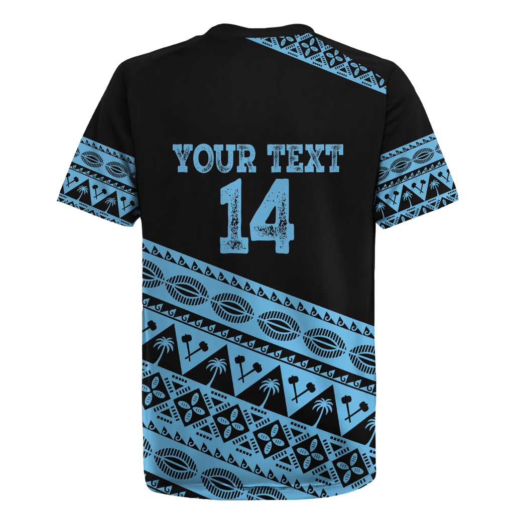 Fiji Rugby 2025 Custom Rugby Jersey Fijian Tapa Toso Viti Toso - Black LT14 - Polynesian Pride