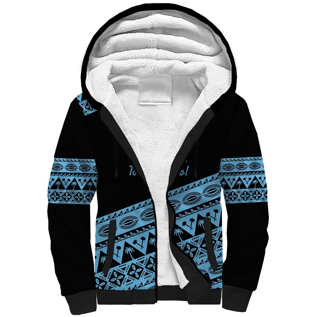 Fiji Rugby 2025 Custom Sherpa Hoodie Fijian Tapa Toso Viti Toso - Black LT14 Unisex Black - Polynesian Pride