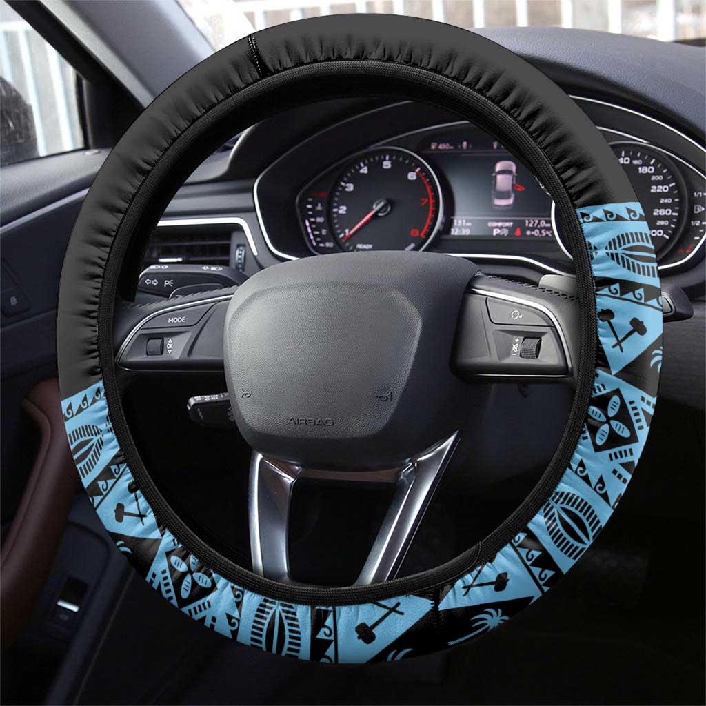 Fiji Rugby 2025 Steering Wheel Cover Fijian Tapa Toso Viti Toso - Black