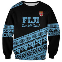 Fiji Rugby 2025 Custom Sweatshirt Fijian Tapa Toso Viti Toso - Black LT14 Unisex Black - Polynesian Pride