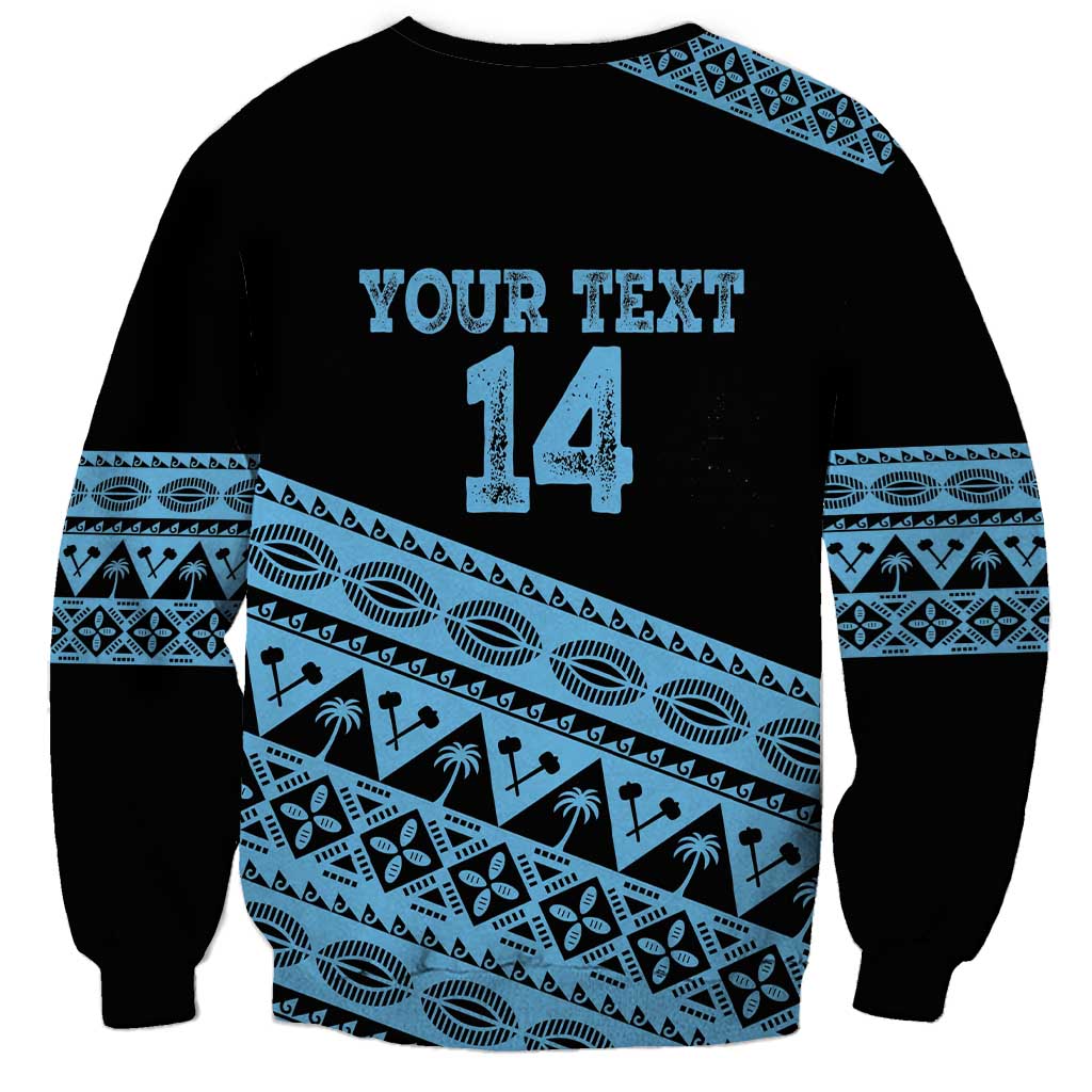 Fiji Rugby 2025 Custom Sweatshirt Fijian Tapa Toso Viti Toso - Black LT14 - Polynesian Pride