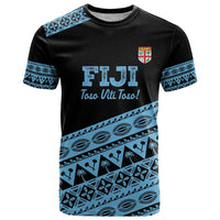 Fiji Rugby 2025 Custom T Shirt Fijian Tapa Toso Viti Toso - Black LT14 Black - Polynesian Pride