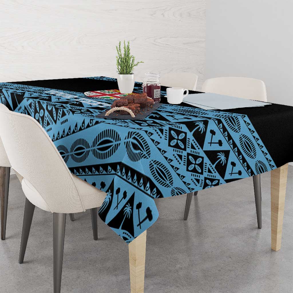 Fiji Rugby 2025 Custom Tablecloth Fijian Tapa Toso Viti Toso - Black LT14 - Polynesian Pride