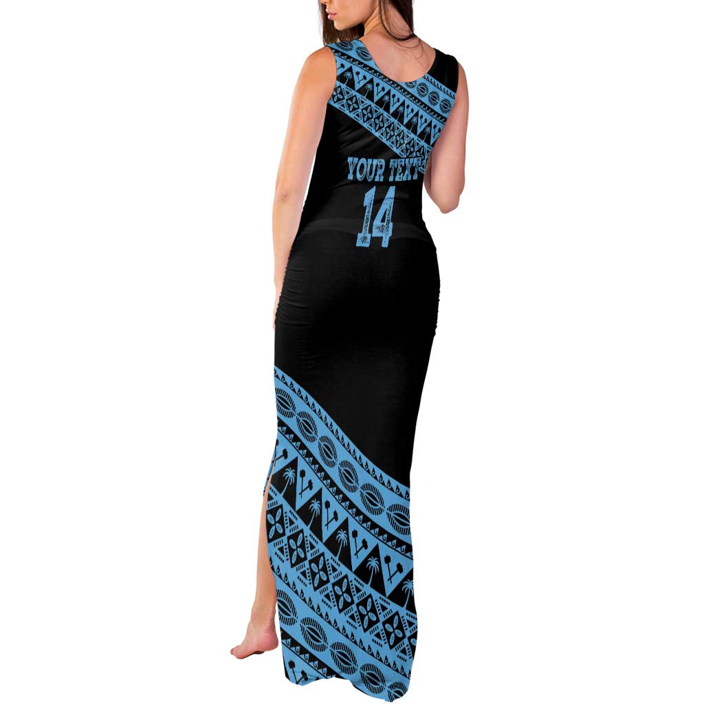 Fiji Rugby 2025 Custom Tank Maxi Dress Fijian Tapa Toso Viti Toso - Black LT14 - Polynesian Pride