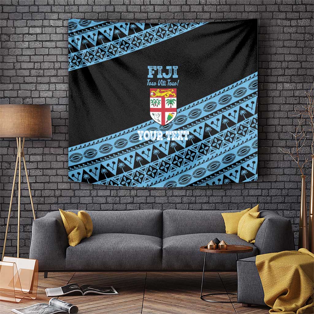 Fiji Rugby 2025 Custom Tapestry Fijian Tapa Toso Viti Toso - Black LT14 Black - Polynesian Pride