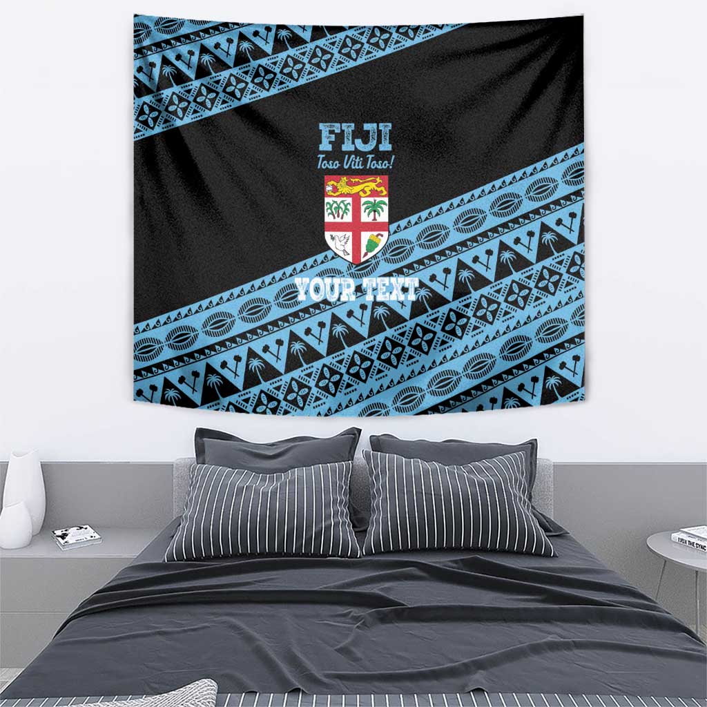 Fiji Rugby 2025 Custom Tapestry Fijian Tapa Toso Viti Toso - Black LT14 - Polynesian Pride